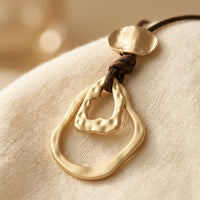 Bohemian Brown Leather Geometric Necklace