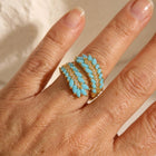 Turquoise Floral Adjustable Ring