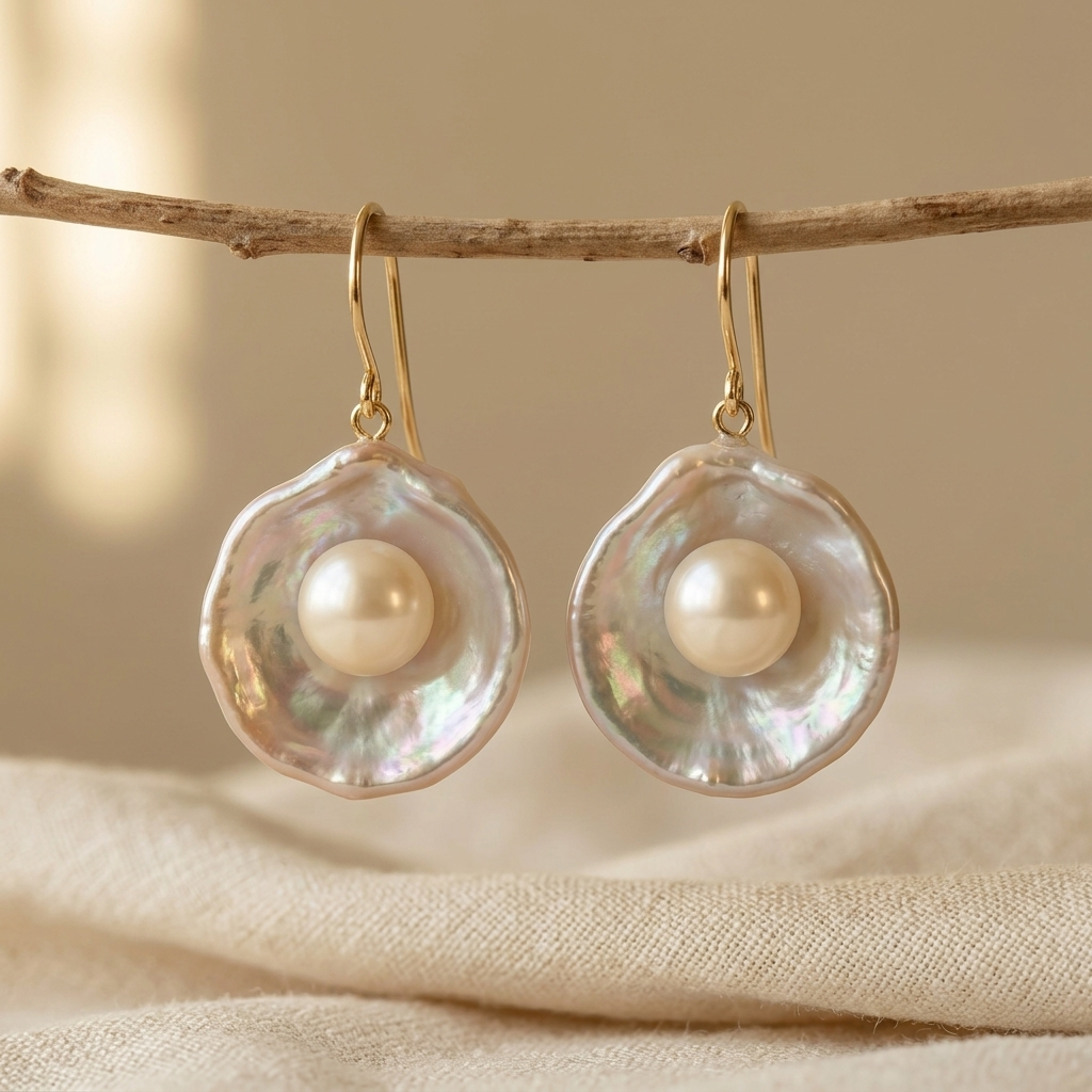 Sterling Silver Baroque Pearl Earrings