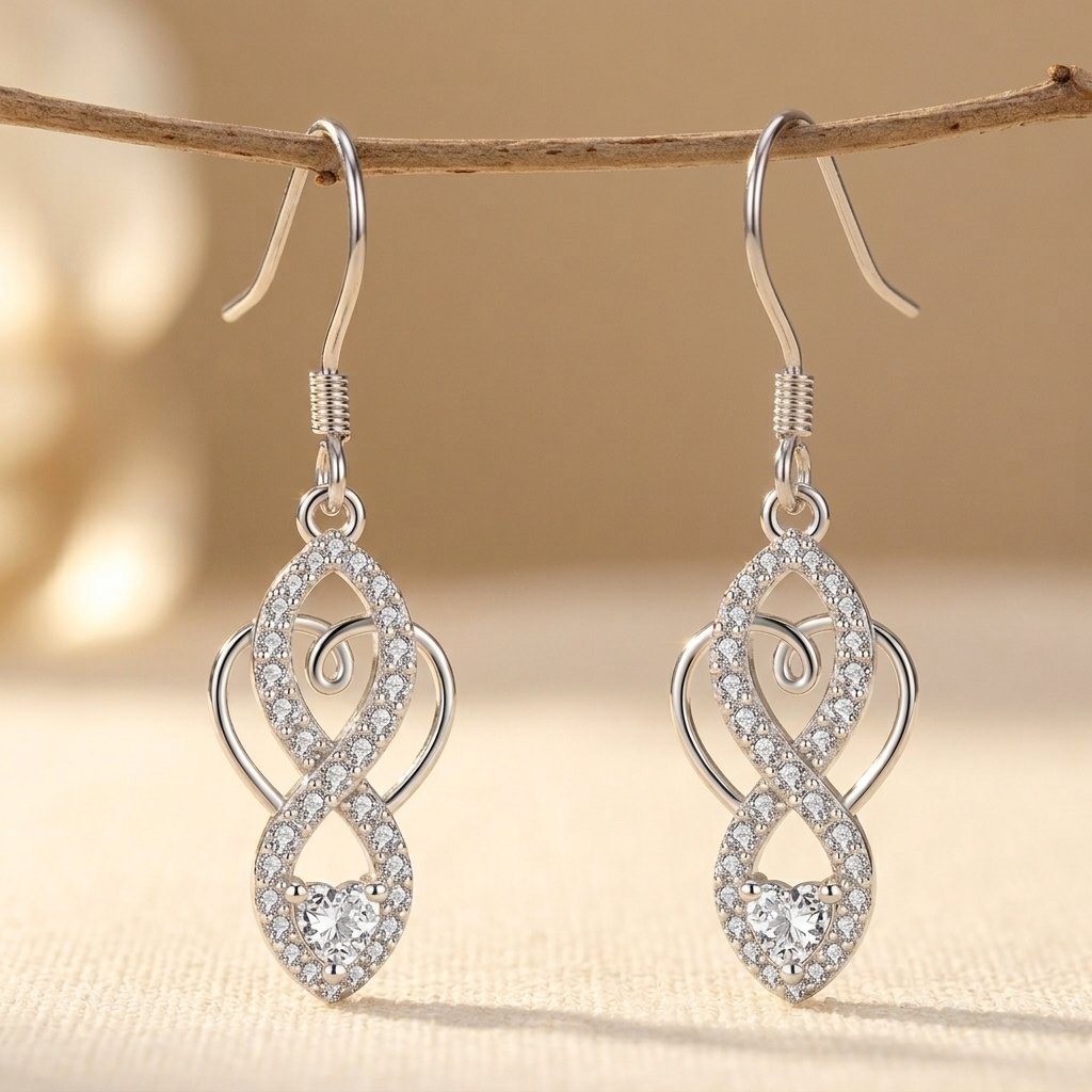 Celtic Knot Earrings 925 Sterling Silver Infinity Dangle Drop Earrings