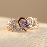 Two-Tone Celtic Heart with Purple Stone Ring