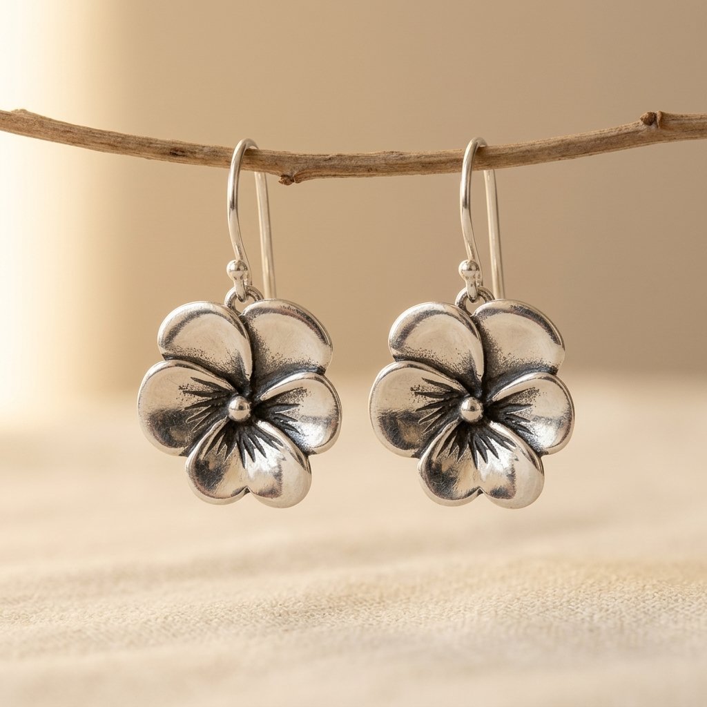 Silver Flower Stud Earrings