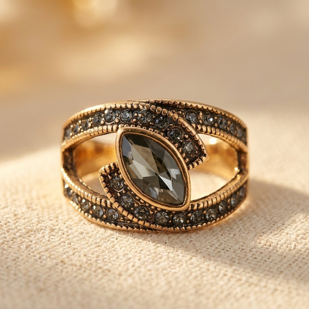 Elegant Black Crystal ring