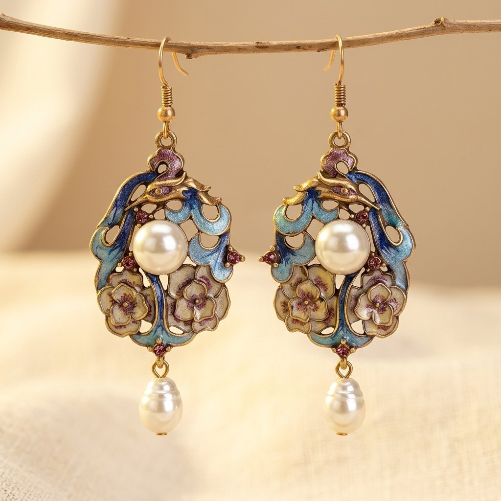 Tassel Animal Enamel Medieval Dangle Earrings