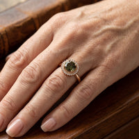 Round Cut Olive Green Ring