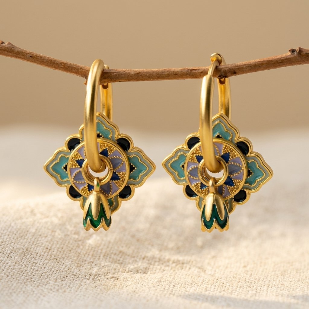 Ethnic Enamel Small Girls Hoops