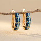 Vintage Enamel Flower Hoop Earrings