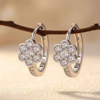 925 Sterling Silver Luxury Silver Floral Moissanite Earrings