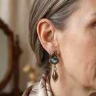 Vintage Bronze Leaf Tassel Earrings