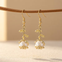 Flower Dangle Vintage Rose Gold Earrings