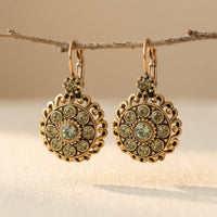 Inlaid Synthetic Zirconia Hollow Flower Drop Earrings