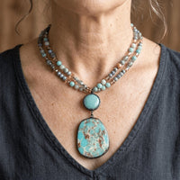 Vintage Boho Natural Stone Pendant Necklace