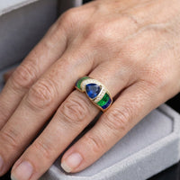 Vintage Blue &amp; Green Zirconia Gold-Tone Finish ring