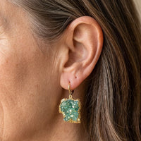 Elora Raw Green Aura Quartz Druzy Earrings