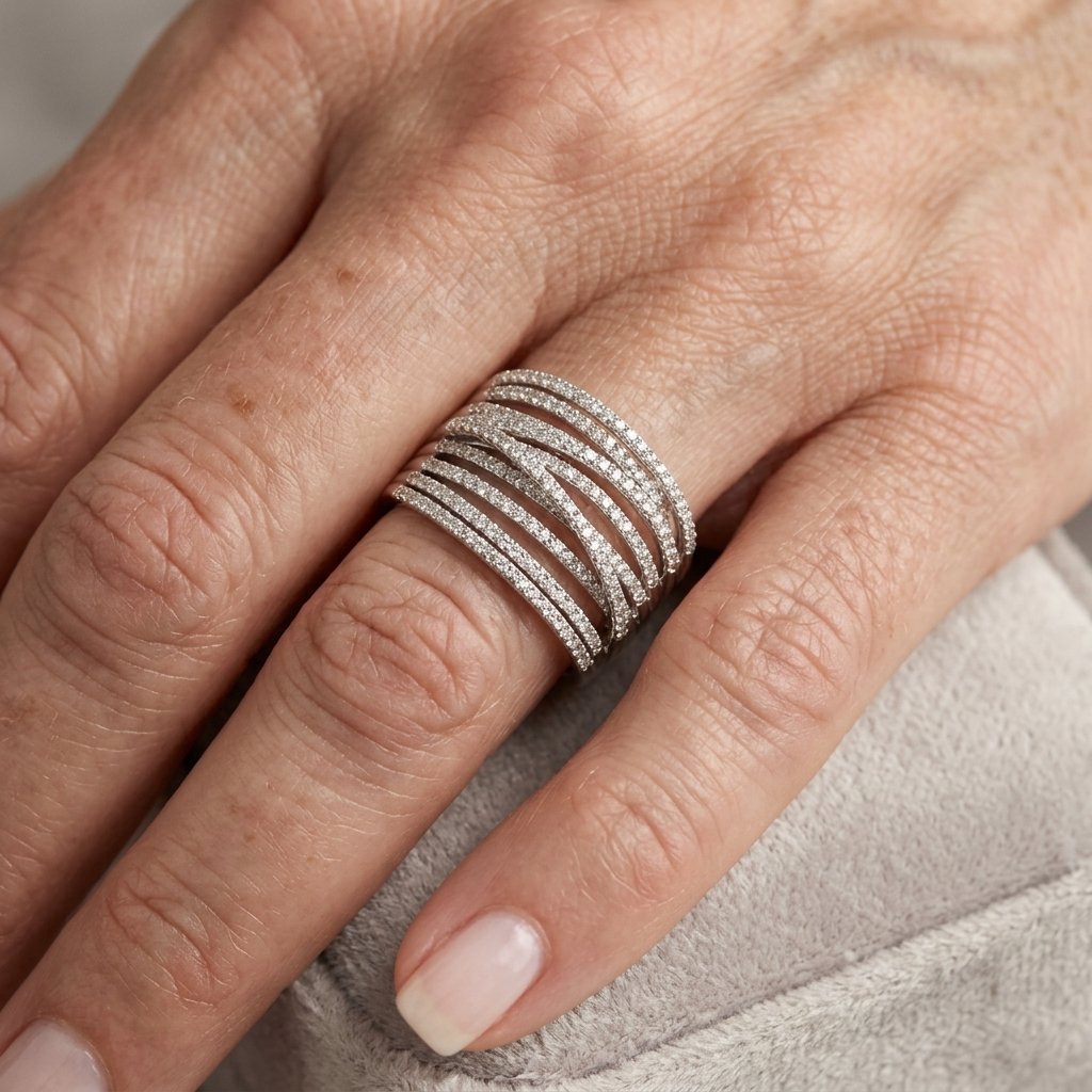 Vintage Layered Zirconia Stainless Steel ring