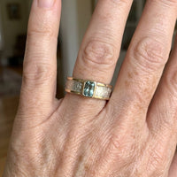 Vintage Green Beryl Gold-Tone Finish Stainless Steel ring