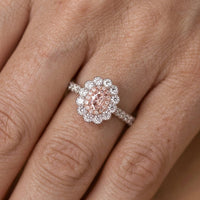 Two-Tone Sunflower Ring with Four-Prong Oval