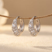 925 Sterling Silver Elegant Moissanite Floral Hoop Earrings In Plated Earring
