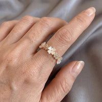 Zirconia Gold Flower Ring