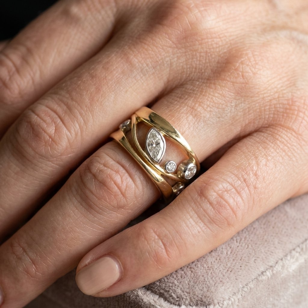 Vintage Gold-Tone Finish &amp; Zirconia ring