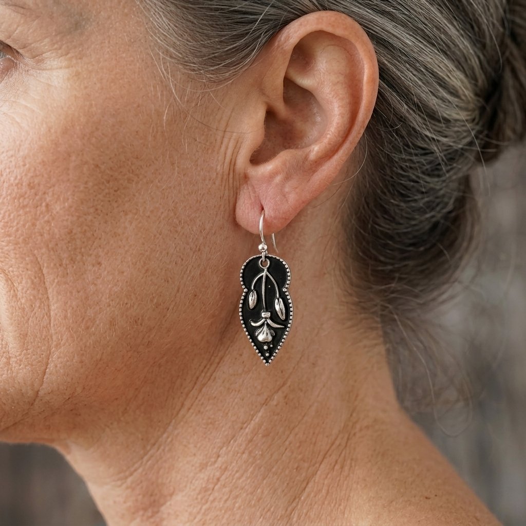 Silver Floral Dangle Earrings