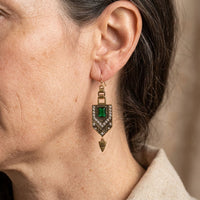 Green Zirconia Carved Earrings
