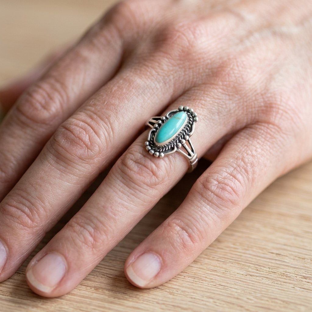 Retro Turquoise Marquise Ring Bohemian Ethnic Statement Ring