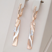 Elegant rectangular with crystals earrings in gold