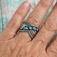 Bohemian Synthetic Turquoise Inlay Ring Wide Boho Ring
