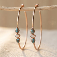 Turquoise  Handmade Boho Hoop Stone Earrings
