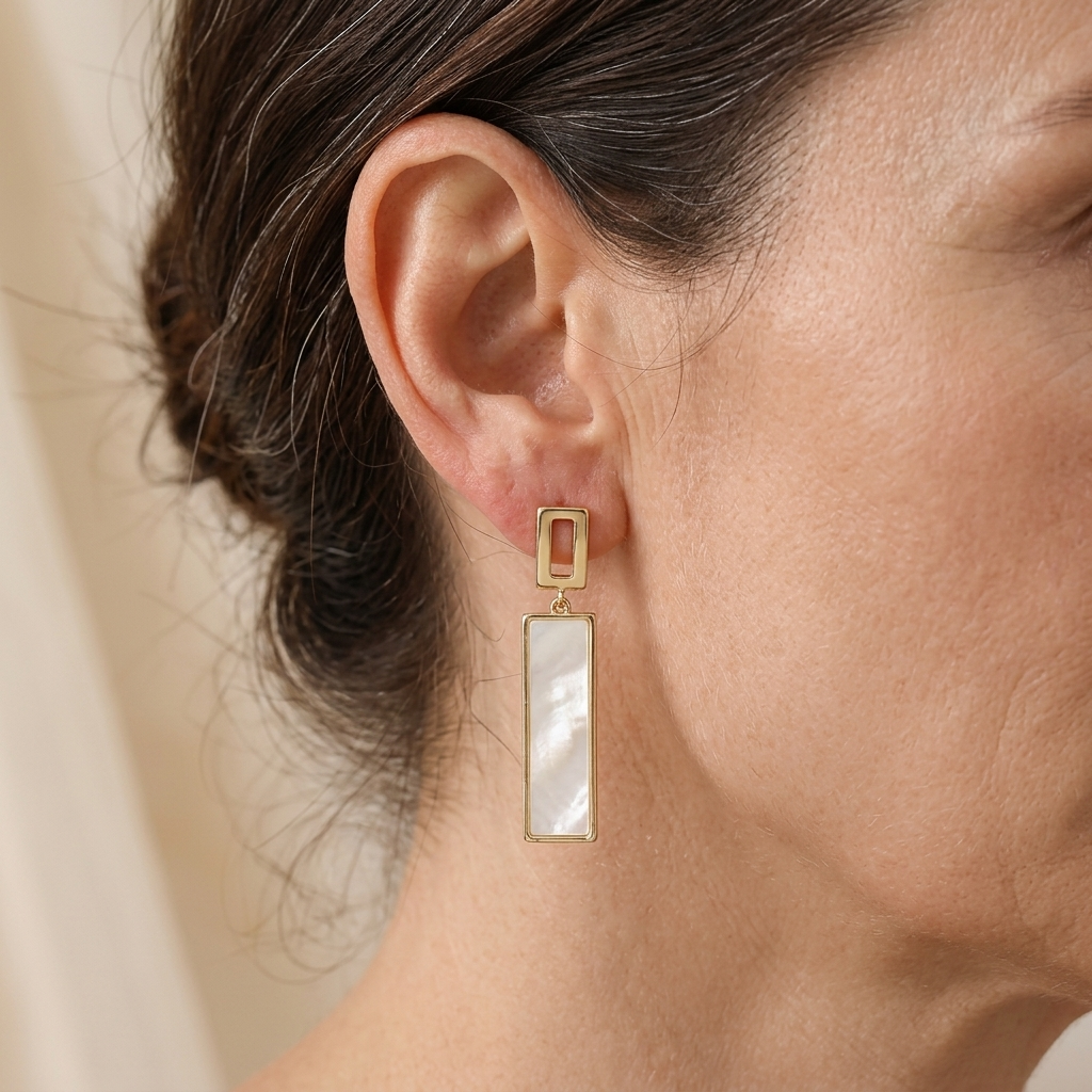 Acrylic Drop Earrings Gold Plated