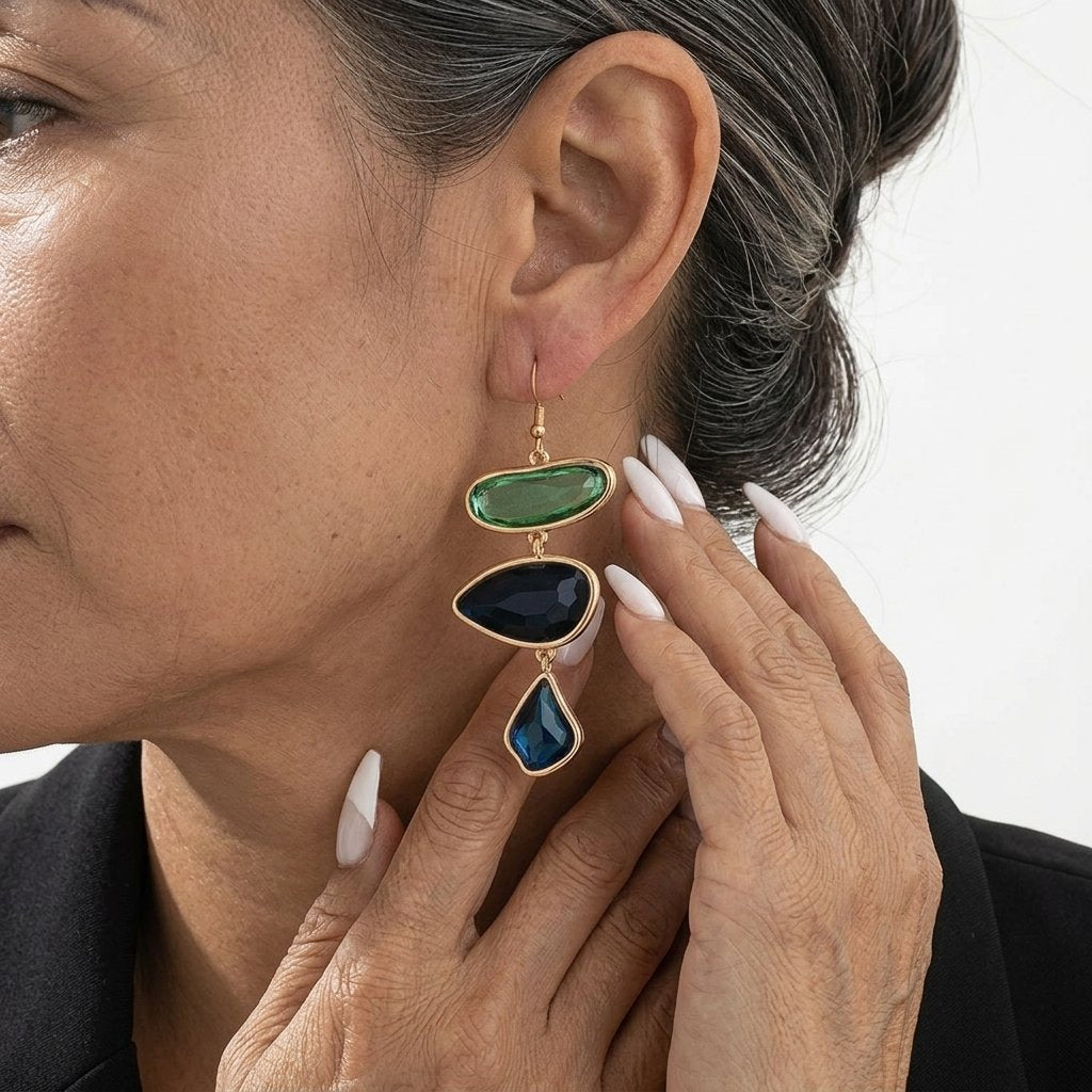 Vintage Pave Resin Drop Earrings