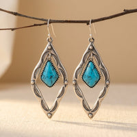Turquoise Retro Ethnic Out Earrings