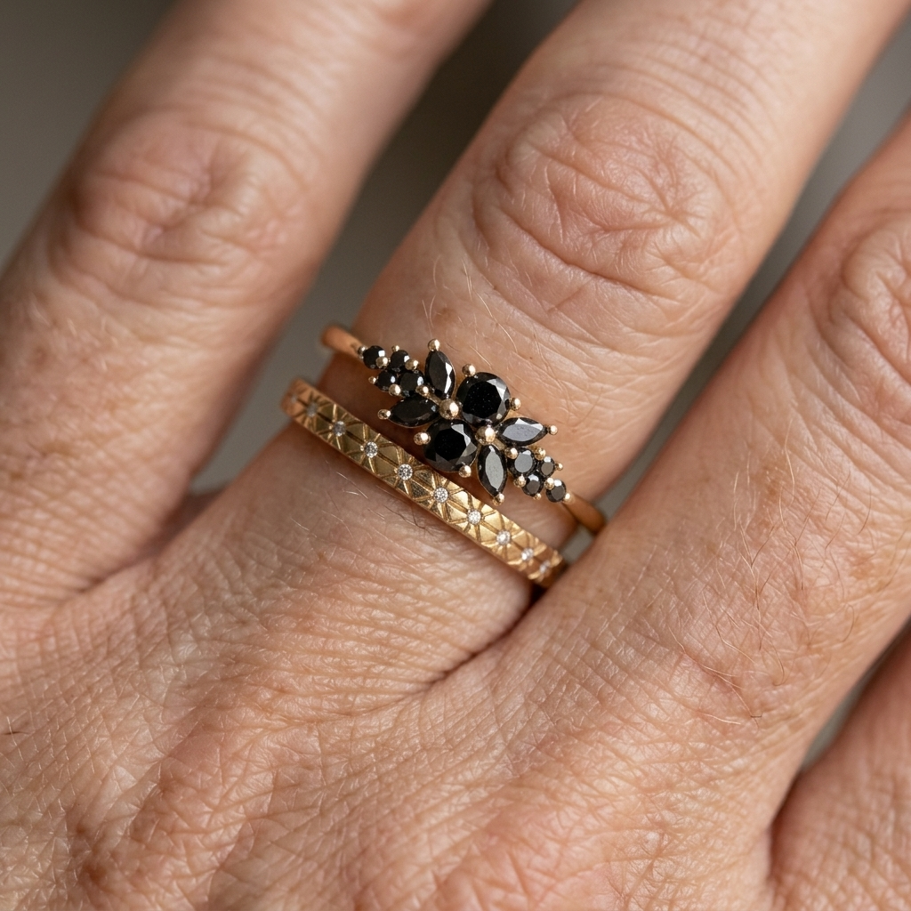 Black Cubic Zirconia Band Ring