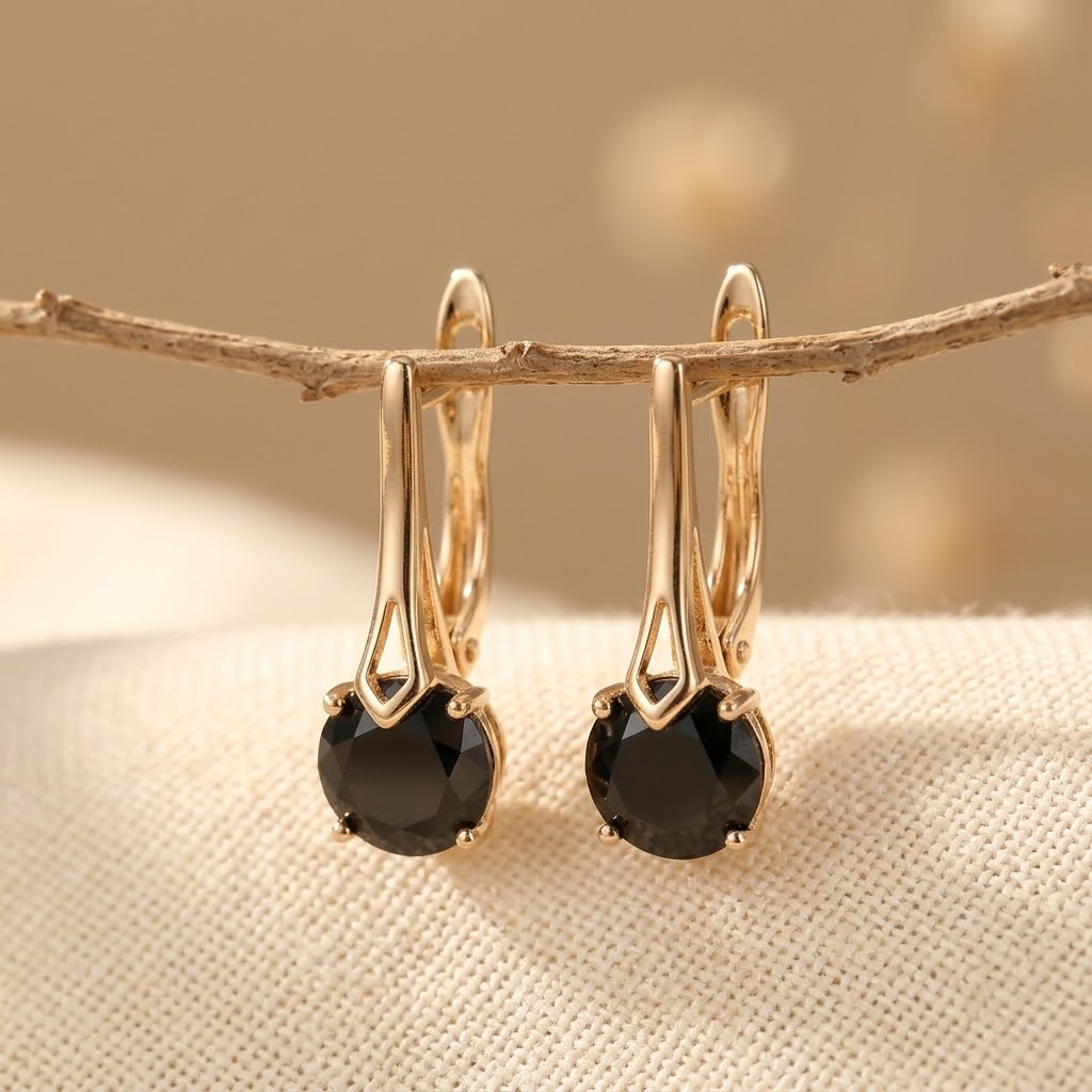 Black Zirconia Clip On Earrings