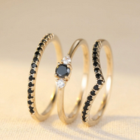 Black V Shaped Cubic Zirconia Ring