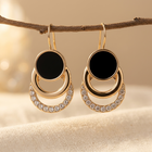 Black Geometric Stud Earrings