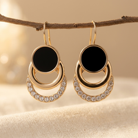 Black Geometric Stud Earrings