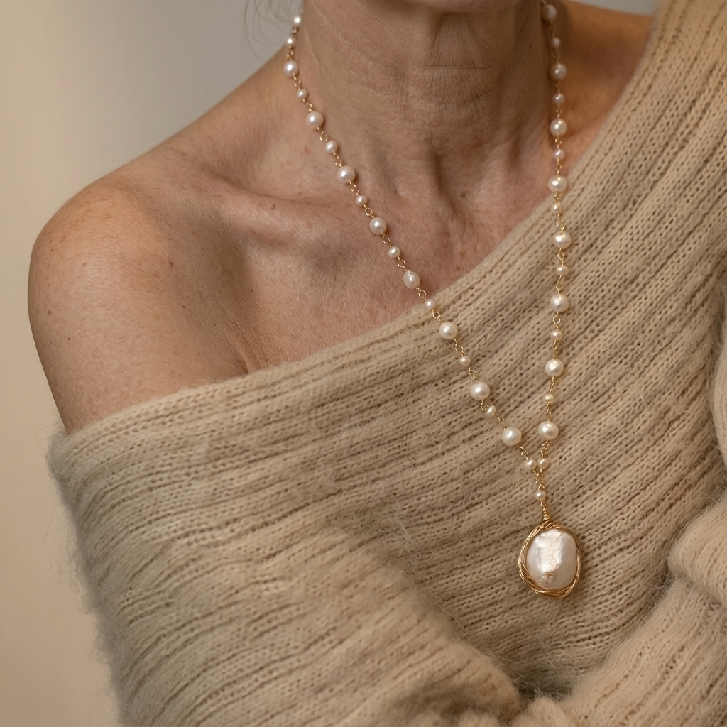 Baroque Pearl Gold Pendant Necklace