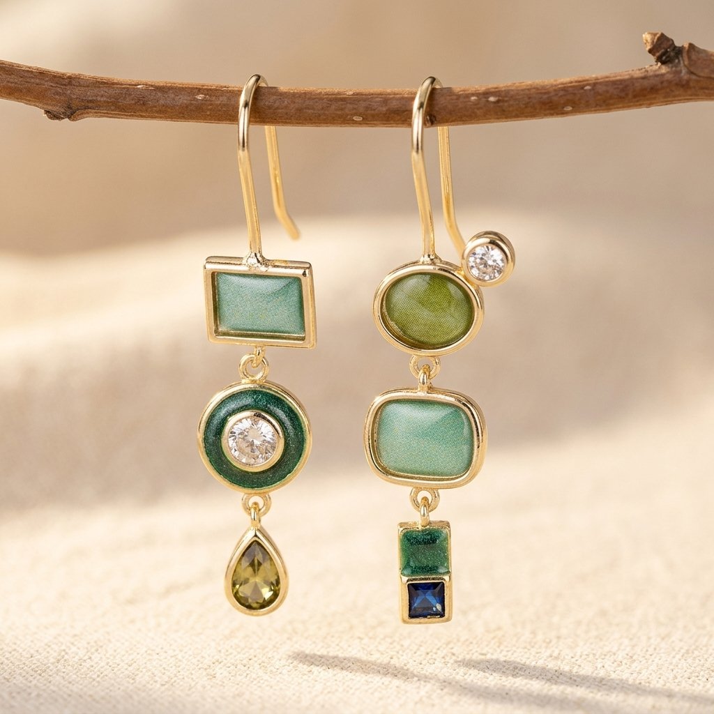 Asymmetrical Gold Geometric Earrings