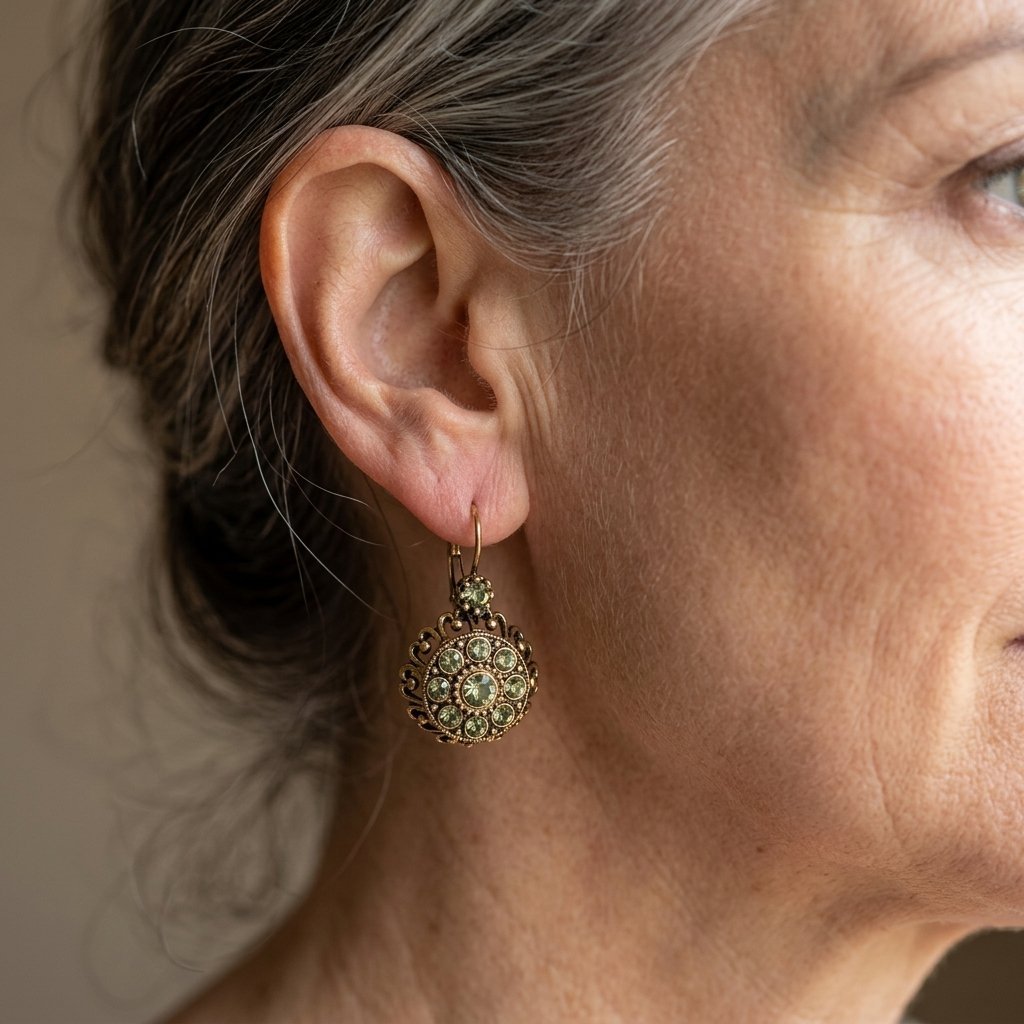 Inlaid Synthetic Zirconia Hollow Flower Drop Earrings
