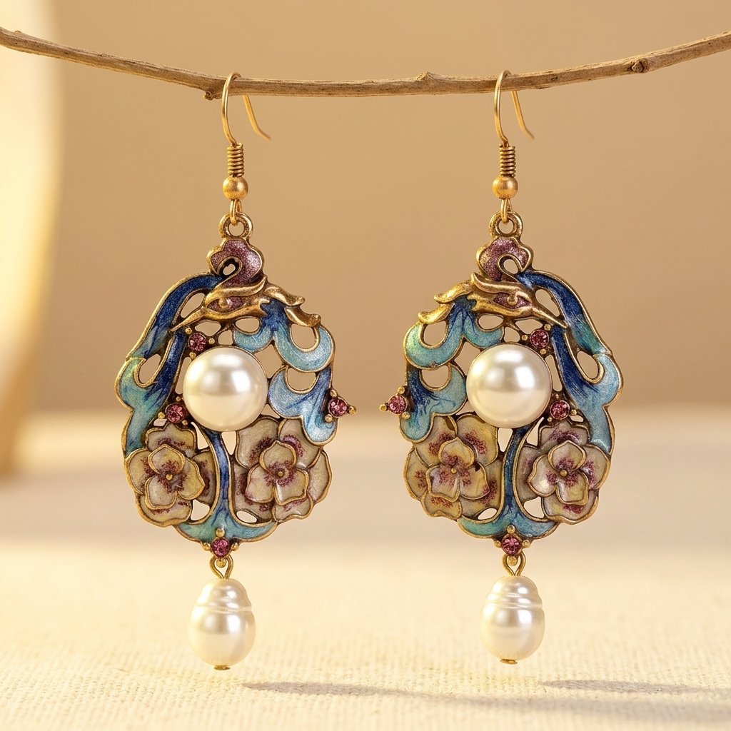 Vintage Tassel Animal Enamel Earrings