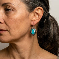 Elegant Bohemian Vintage Turquoise Oval With White Earrings