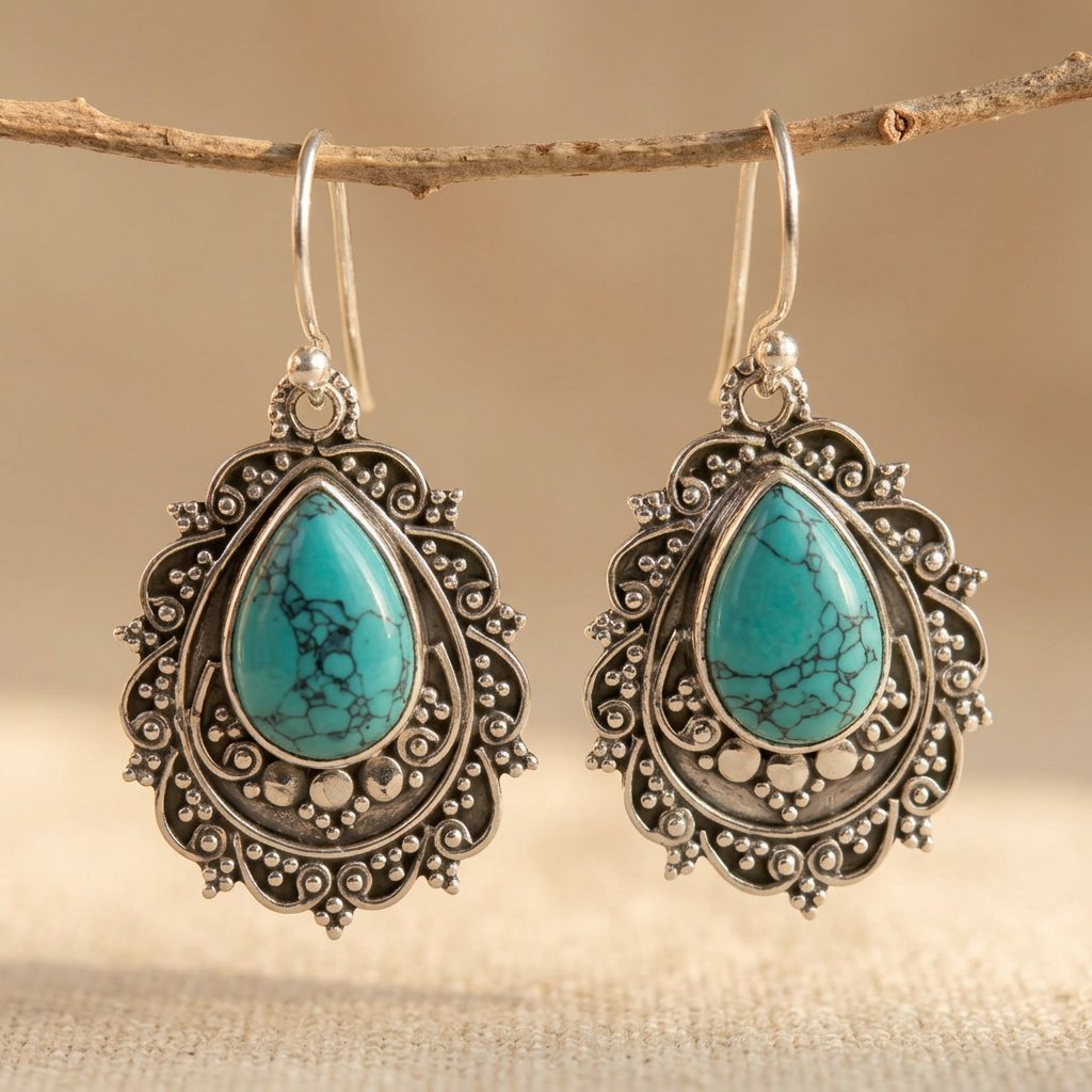 Vintage Drop Turquoise Dangle Earrings