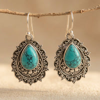 Vintage Drop Turquoise Dangle Earrings