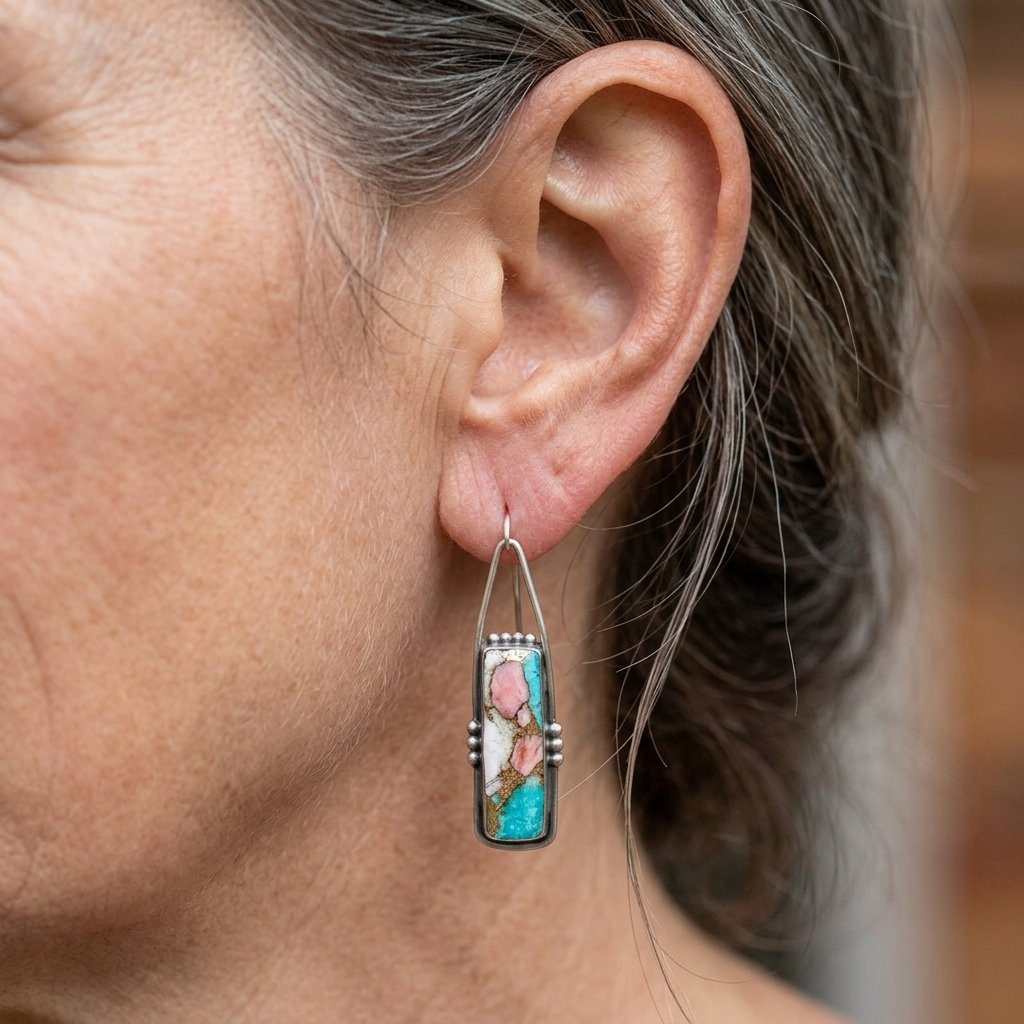 Creative Bohemian Imitation Turquoise Pattern Retro Jewelry Earrings