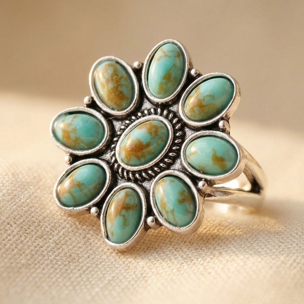 Turquoise Vintage Resin Flower Ring
