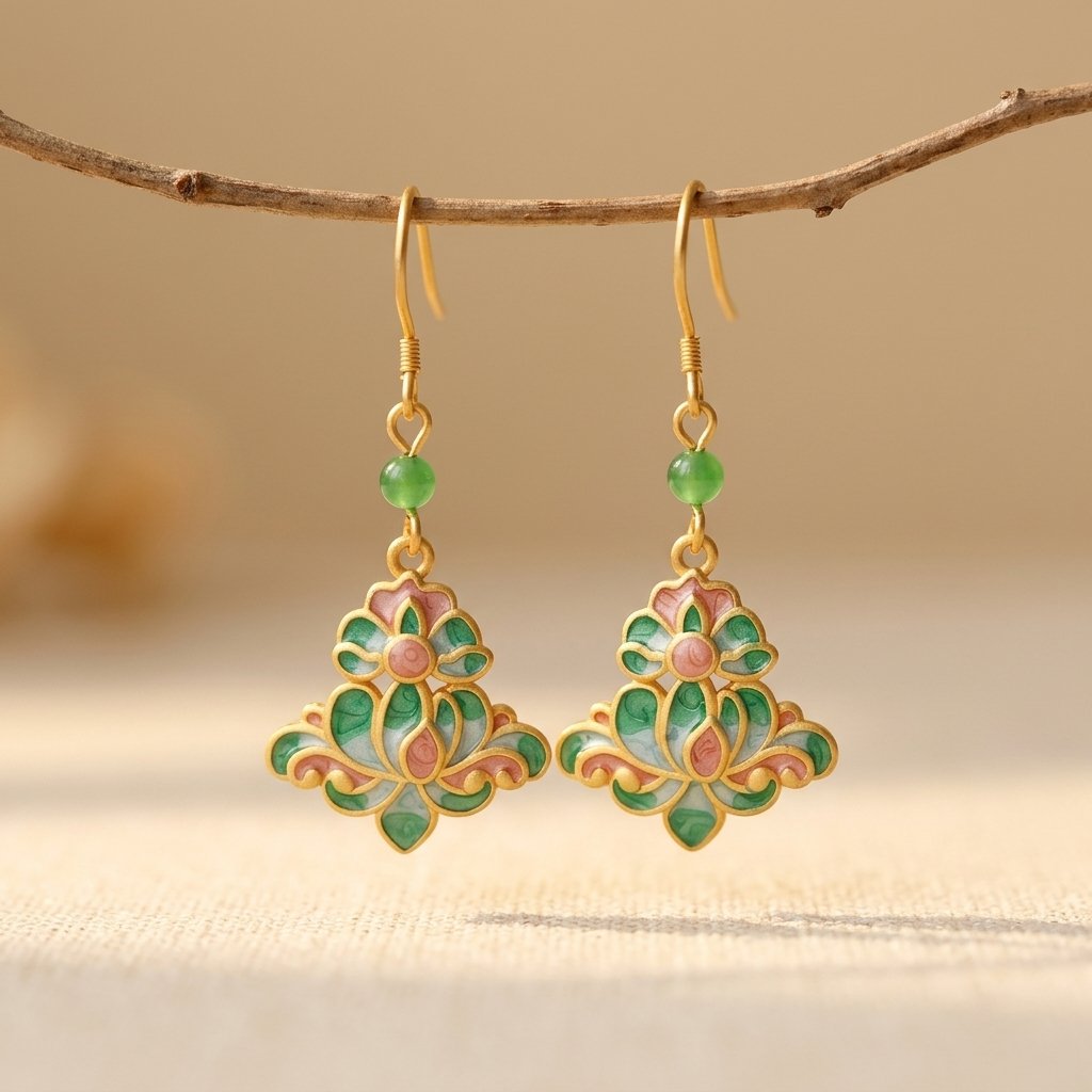 Gold Plated Enamel Earrings