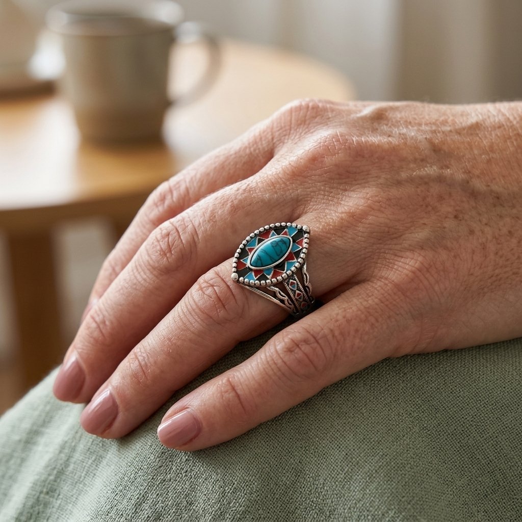 Bohemian Turquoise Horse Eye Ring European American Style Ring