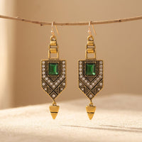 Green Zirconia Carved Earrings